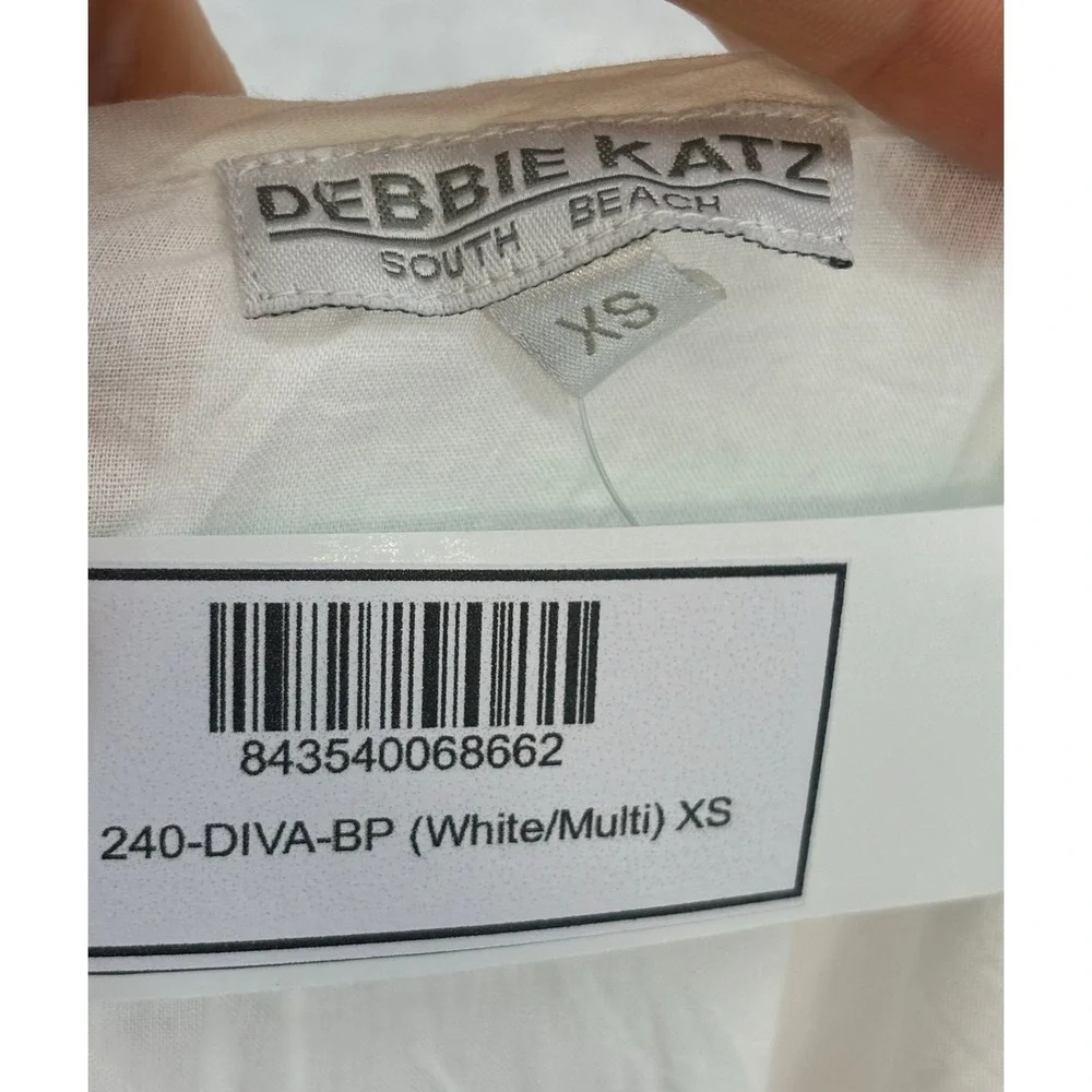 Debbie Katz Cover Up Mini Dress XS White Pink Summer Boho Beach Vacation - Picture 14 of 14